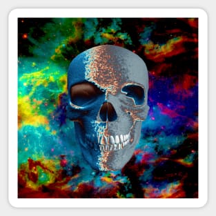 Skull in vivid space Sticker